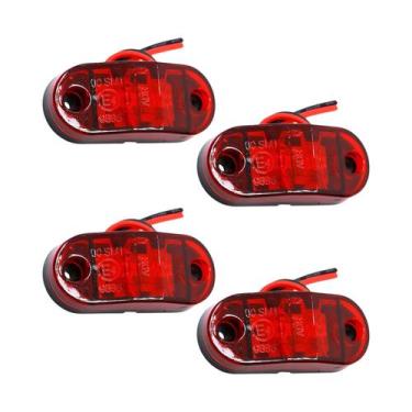 Imagem de 4 Lanterna Delimitadora Vermelha Led 12v 24v Caminhão Baú - STORE AUTO