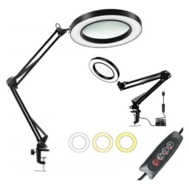 Imagem de Lupa Luminária Bancada Led Estética Articulável Depilação Bivolt 110/220v M023