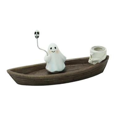 Imagem de Baoblaze Queimador de incenso de fantasma, escultura de Halloween, peça central de mesa, suporte de incenso de refluxo, ornamento de resina para gabinete