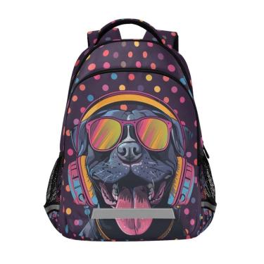 Imagem de Mochila WEVIBOFU Pitbull Headphones Dog para crianças de 6 a 12 anos