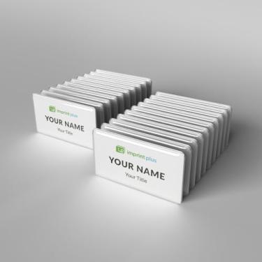 Imagem de Crachás de metal reutilizáveis de 3,8 cm x 7 cm - Kit de 20 crachás (placas, ímãs, lentes) (placa branca com folha de inserção para impressora a laser)