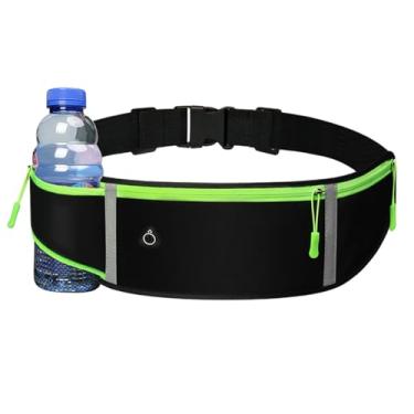 Imagem de Cinto de corrida ajustável à prova d'água de nylon com faixa refletiva e orifício para fone de ouvido para mulheres e homens ao ar livre, com suporte para garrafa de água