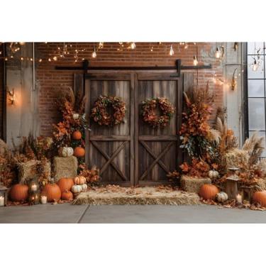 Imagem de CRTPOD Pano de fundo de outono de Ação de Graças Colheita de Abóbora Feno Folhas de Bordo Palheiro de Madeira Fundo de Porta de Chá de Bebê Decoração de Festa Suprimentos de Festa Adereços de Cabine