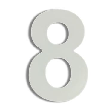 Imagem de Número Residencial Casa Apartamento Auto Colante em Alumínio Composto (ACM) 12cm Branco (8)