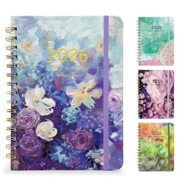 Imagem de Agenda 2025, agenda acadêmica mensal e semanal, janeiro de 2025 a dezembro de 2025, agenda A5 (16 x 21,6 cm) com capa resistente, encadernação de fio duplo, agenda com abas mensais para professores e