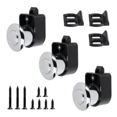 Imagem de UTALIND 3 peças de trava de armário com botão, trava e trava de gaveta de RV com botão redondo embutido sem chave, trava de pressão de liga de zinco para trailer, iates, motorhome