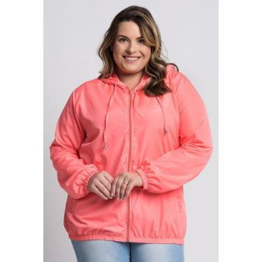 Imagem de Jaqueta Feminina Plus Size Corta Vento Sem Forro - Serena, Laranja neo