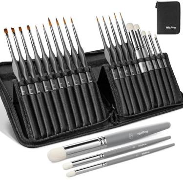 Imagem de Conjunto de pincéis de pintura Nicpro Miniature Dry Brush 20 unidades 