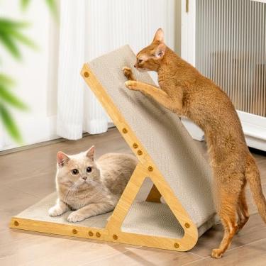 Imagem de Conlun Arranhadores A-Frame para gatos em ambientes internos, moldura de madeira e papelão reciclado, placa de arranhar horizontal vertical dupla face, protetor de móveis para paredes de sofá, médio