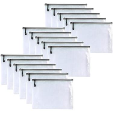 Imagem de Oaimyy - 16 peças - Bolsa de malha com zíper, pastas de plástico para organização, material de escritório, viagem, armazenamento doméstico - preto (preto, 7,6 cm x 12,7 cm)