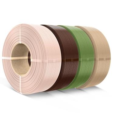 Imagem de SUNLU Filamento PLA refil de 1,75 mm, refil de filamento de impressora 3D PLA adequado para filamento de laboratório de bambu e carretéis SUNLU reutilizáveis, 1 kg por carretel, pacote com 4, 4 cores