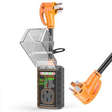 Imagem de ivotow Protetores contra sobretensão RV 50 Amp, 20000 Joules RV Circuit Analyzer, IP68 Surge Voltage Protection, RV Adapter Plug for Camper, RV Essentials Kit
