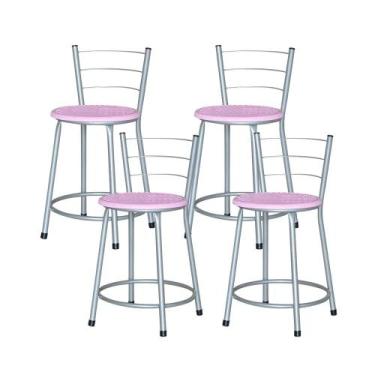 Imagem de Jogo 4 Banqueta Baixa Ratan Cinza Retro - Lamar Design, Lilás