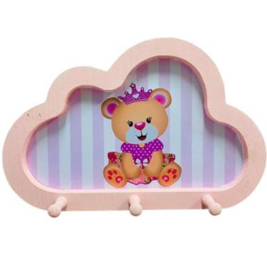 Imagem de Cabideiro Infantil Nuvem Ursinha Princesa - Senior, Rosa