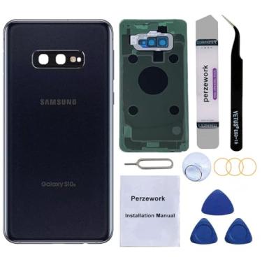 Imagem de Perzework Substituição de vidro traseiro OEM para Samsung Galaxy S10+ Plus com kit de ferramentas de reparo e adesivo pré-instalado (prisma preto)