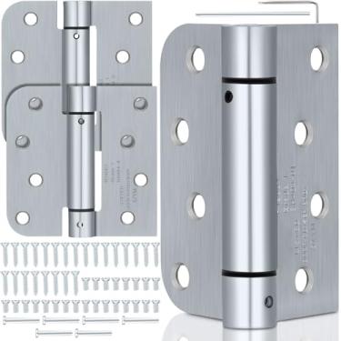 Imagem de Hicarer Dobradiças de porta de fechamento automático 10 cm quadradas com raio de 5/20.3 cm dobradiças com mola dobradiça de porta automática de tensão ajustável para garagem comercial frente traseira