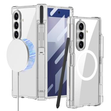 Imagem de DOOTOO Capa transparente para Samsung Galaxy Z Fold 7 [compatível com MagSafe] com suporte para caneta e S Pen, protetor de tela, com tudo incluído, à prova de choque (totalmente transparente)