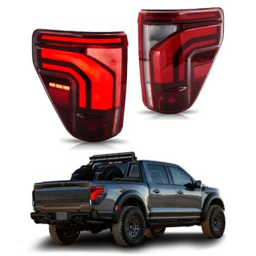 Imagem de Luzes traseiras de atualização para Ford F150 F-150 todos os modelos 2021-2025 14ª geração com sinal de seta sequencial de animação de inicialização, luz traseira de parada de freio reverso (vermelha)