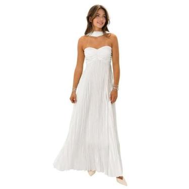 Imagem de Vestido de dama de honra KMQSY Ivory Chiffon longo sem alças tamanho 2