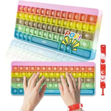 Imagem de Teclado Pop Fidget Brinquedo com Letras, Push Pop Bubble Fidge - HUOGU