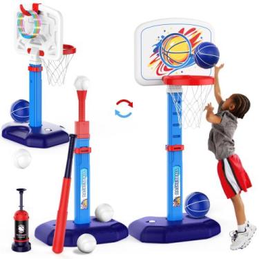 Imagem de Conjunto de cesta de basquete e bola T + Ring Toss Game Kids 3+ - Kids