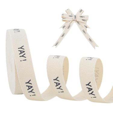 Imagem de PH PandaHall 20 jardas Yay fitas impressas palavra artesanato fita 5/8 polegadas de largura fitas decorativas personalizadas fita de embrulho para presente para festas de Natal, aniversários
