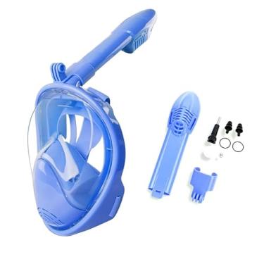 Imagem de Máscara de Mergulho Full Face Infantil com Suporte para Câmera Ação, Mascara Snorkel Profissional Antiembaçante para Crianças, Presentes do Dia das Crianças. (Azul)