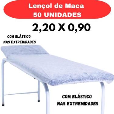 Imagem de 50 lençol descartavel maca tnt branco 2,20x0,90 com elastico 10un gram
