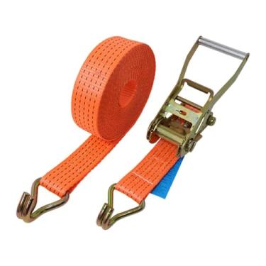 Imagem de Baoblaze Cinta de catraca para carga com ganchos duplos em J, comprimento de amarração de catraca de 393,70 polegadas para reboque de plataforma plana, Laranja