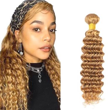 Imagem de Cabelo humano loiro mel onda profunda cor #27 mechas de cabelo humano 61 cm cabelo virgem brasileiro não processado macio e saudável