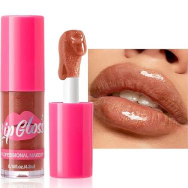 Imagem de Mefyhtune Lip Plumper Gloss Glitter Tinted Plumping Lip Gloss para mulheres, hidratante de longa duração, brilho hidratante, brilhante, não pegajoso, brilho labial (nº 04)
