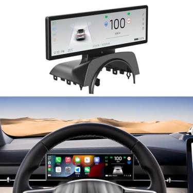 Imagem de Visor de cabeça ultrafino de 22,4 cm para Tesla 2024 Highland Model 3 com câmera frontal, CarPlay sem fio/com fio e Android Auto, aviso de ponto cego, sem bloco de ventilação AC, piloto automático,
