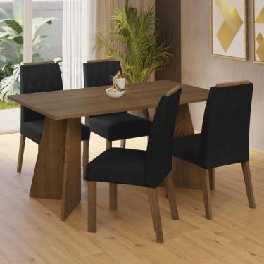 Imagem de Conjunto Sala de Jantar Tampo de Madeira 4 Cadeiras Rustic/Oxford Tulu