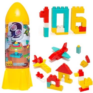 Imagem de Brinquedo Didático Educativo Blocos e Peças Montar Encaixar Leg Foguete 106 Peças