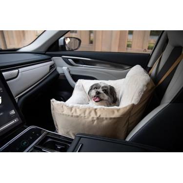 Imagem de Best Pet Supplies Assento elevatório para cães, assentos de carro para cães pequenos e médios, almofada de pelúcia macia com cama confortável, alças seguras e travesseiro alto, marrom