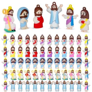 Imagem de compareye Bonecos do Pequeno Jesus para Simbolizar Jesus Loves You, 60 peças de mini estatuetas de Jesus em massa para brindes de festa religiosa para presentes de batismo na escola dominical