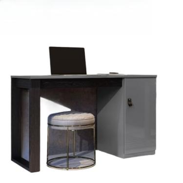 Imagem de Mesa de trabalho para escritório e sala de estudo com gavetas e prateleiras multiuso(Preto Cinza)