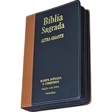 Imagem de Bíblia Sagrada Letra Gigante Com Harpa Luxo Zíper