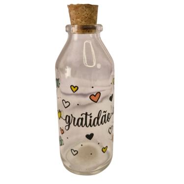 Imagem de Garrafa Frasco Vidro Decorativa Gratidão Presente