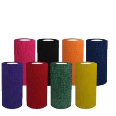 Imagem de Kit 10 Bandagem Elástica Auto Adesiva 10cm x 4,5m - Faixa Atadura Pet Tatuagem Academia Cor Sortido