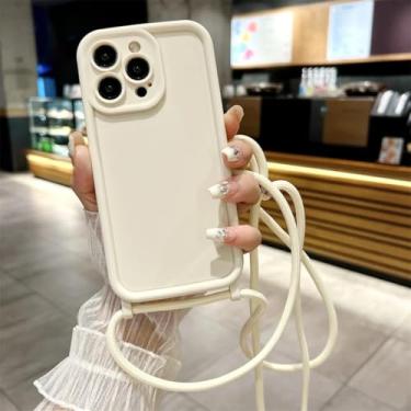 Imagem de Capa de celular para iPhone 14, 13, 15, 16 Pro Max, 16e, 12, 11 X, Xr, Xs, 7, 8 Plus, transversal, alça ajustável, corda, capa macia (para iPhone 7Plus (8Plus)/branco)