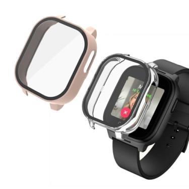 Imagem de Tznzxm Capa para relógio inteligente infantil JrTrack 5, protetor de tela integrado, capa rígida de policarbonato de cobertura total com capa protetora de vidro temperado para relógio inteligente