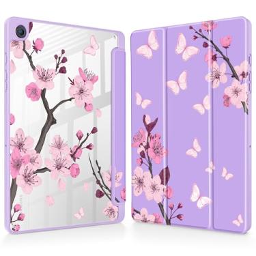 Imagem de May Chen Capa para Samsung Galaxy Tab A9 Plus 27.9 cm 2023, suporte de lápis embutido com capa à prova de choque, capa traseira transparente transparente despertar/hibernar automaticamente, flor de