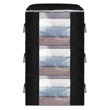 Imagem de Kit 3 Sacos Organizador Multiuso Anti Mofo Dobrável Edredom Cobertores Roupas de Banho Cama Travesseiros