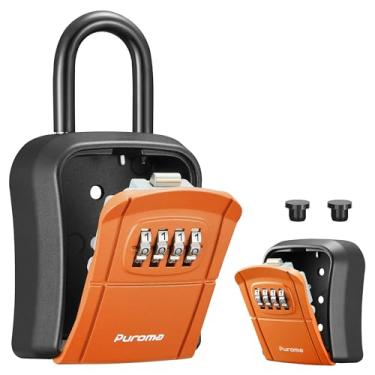 Imagem de Puroma SAFEKey Lockbox, caixa de armazenamento portátil de chave montada na parede para chaves de casa, código redefinível, cofre de segurança para casa, escritório, apartamento (1 pacote, laranja)