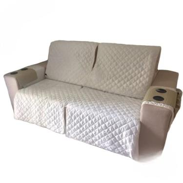 Imagem de Capa para Sofá Retrátil e Reclinável 2 Módulos - Medida Total 2,90m Incluindo Braços, Protetor Impermeável e Ajustável,(Palha)