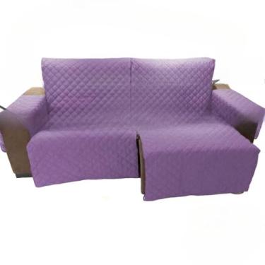 Imagem de Capa para Sofá Retrátil e Reclinável 2 Módulos - Medida Total 2,90m Incluindo Braços, Protetor Impermeável e Ajustável,(Lilás)