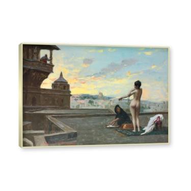 Imagem de Moldura de champanhe. Famosas pinturas a óleo, (sem título 05) de Jean Leon Gerome, reprodução impressa em tela, arte de cenário para decoração de sala de estar. 50 x 70 cm - 19,6 x 27,5 pol