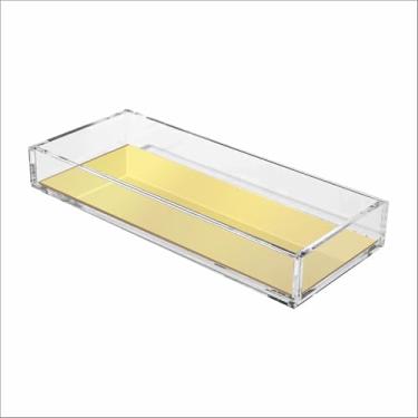 Imagem de Bandeja para Lavabo em Acrílico transparente e fundo Espelhado (Dourado)