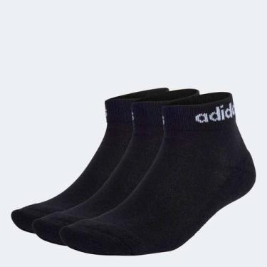 Imagem de Kit Adidas Meia Linear Ankle Cushioned 3 pares - Preto, M